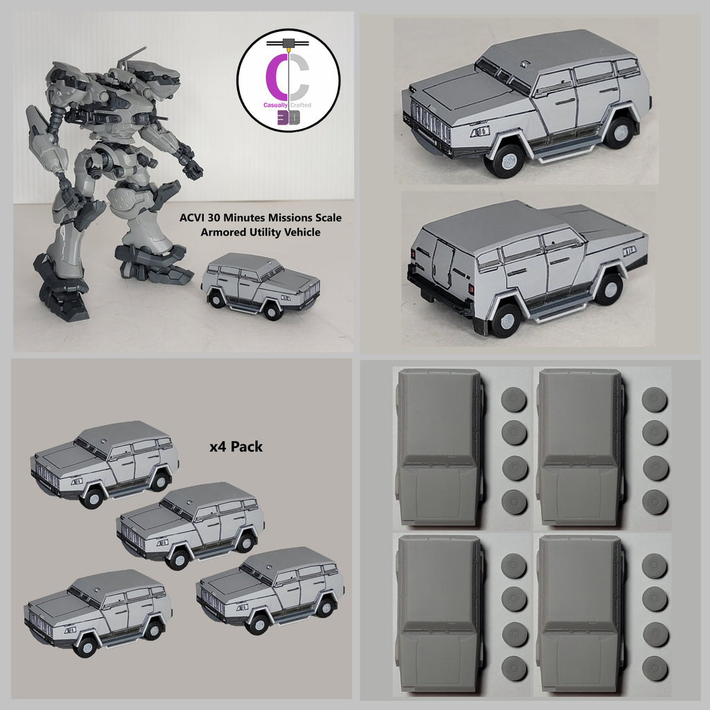 Misc. Armored Utility Vehicle Resin Model Kit 4-Pack (30 Minutes Missions Scale)