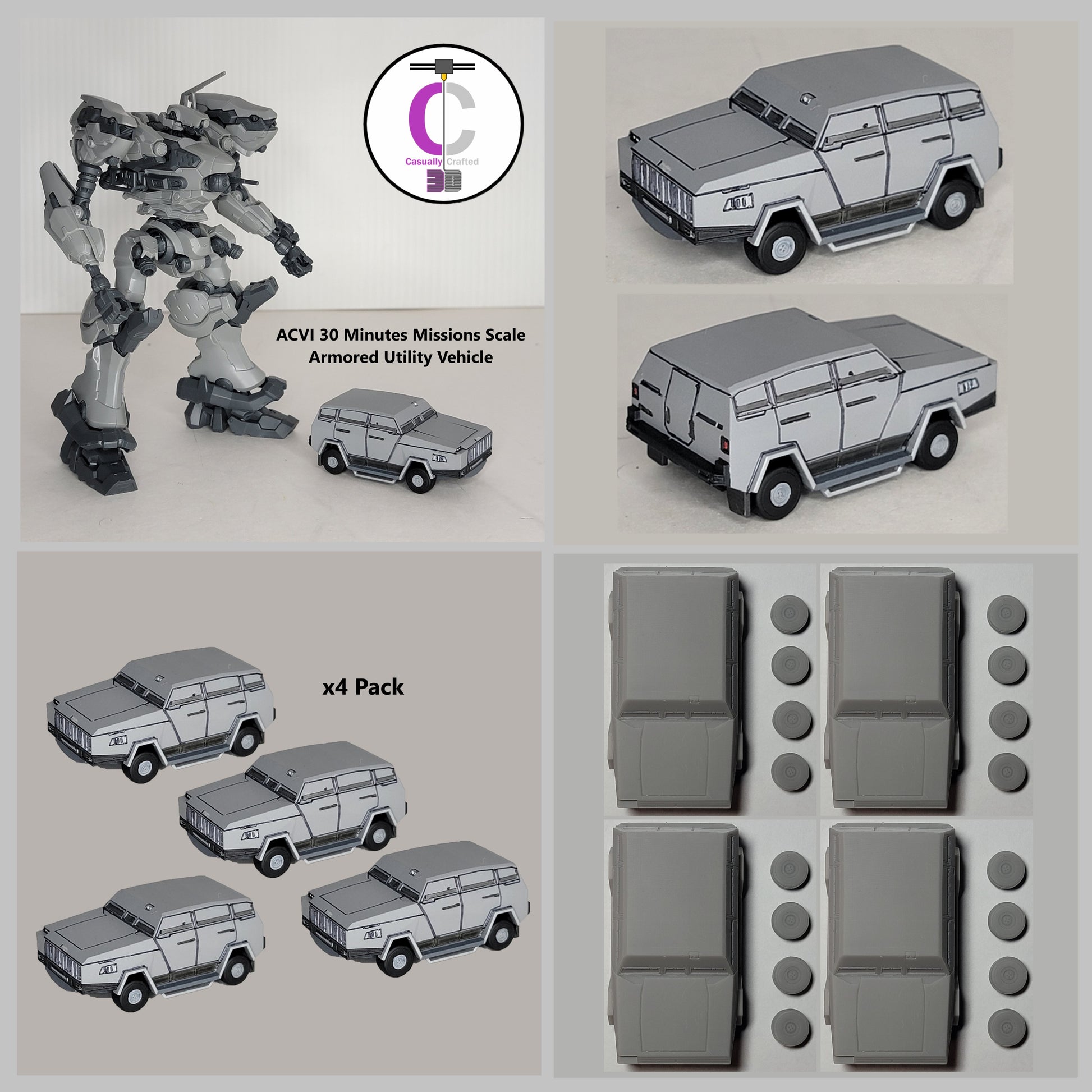 Misc. Armored Utility Vehicle Resin Model Kit 4-Pack (30 Minutes Missions Scale)